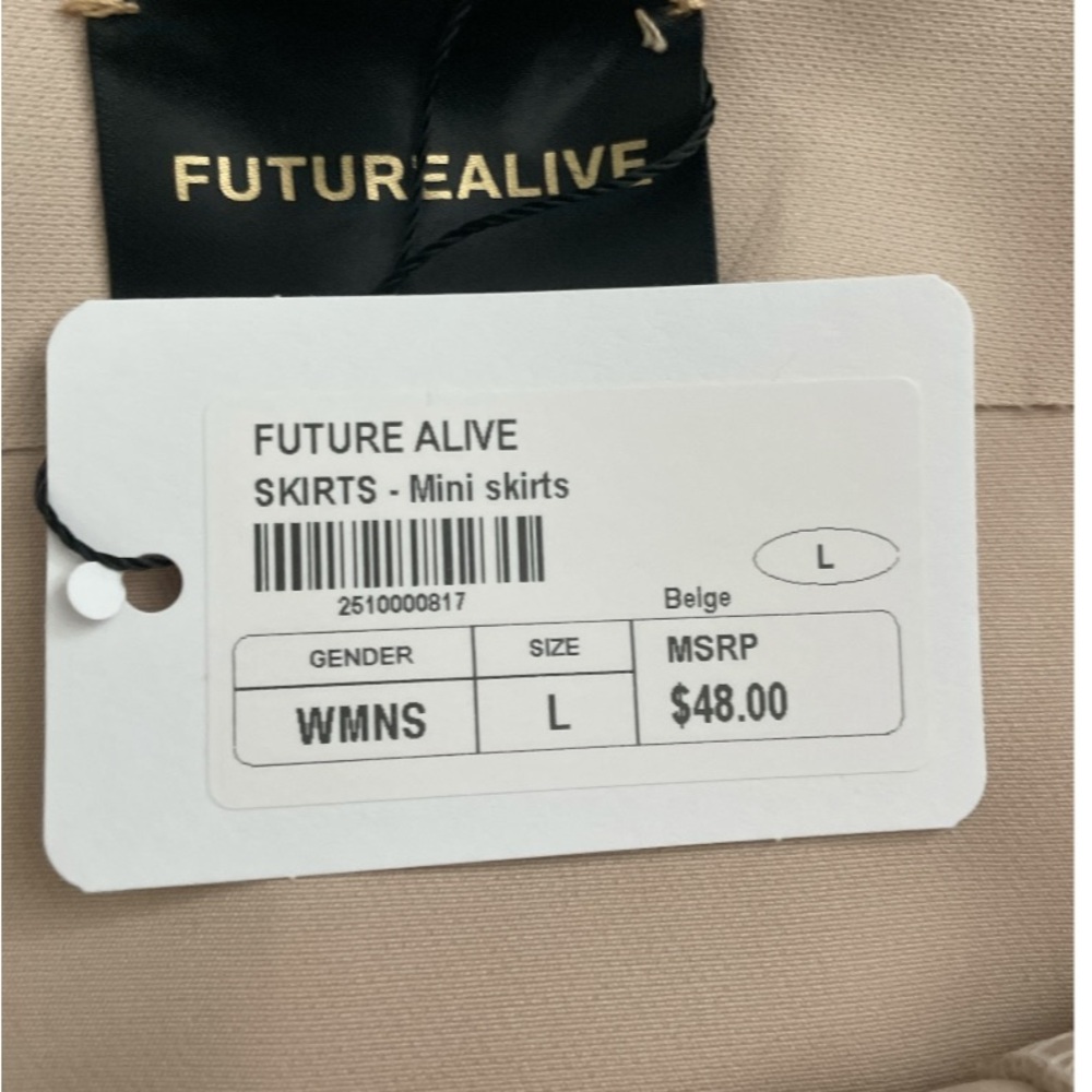 Future Alive Khaki Asymmetrical Hem Lined Pencil Mini Skirt .  - Picture 2 of 3
